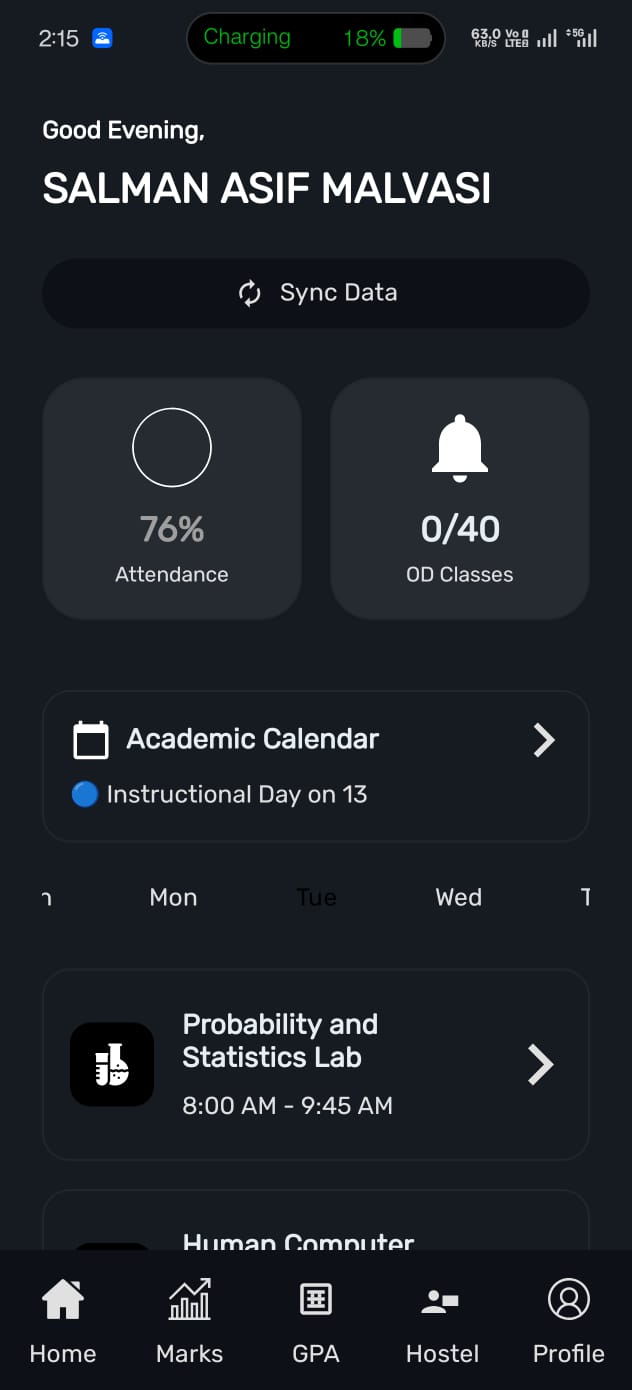 StudentCC Home Screen