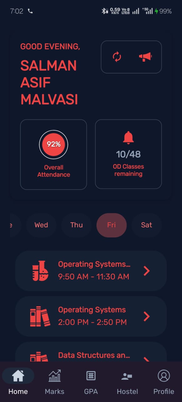 StudentCC Home Screen